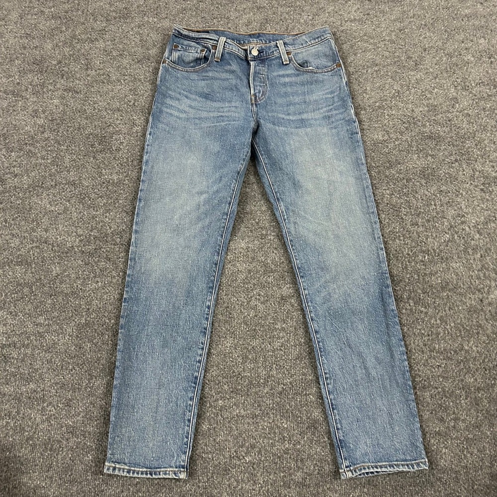Levi's Jeans Womens Size 27 Blue 501 CT Tapered Stretch Denim Medium Wash Stain